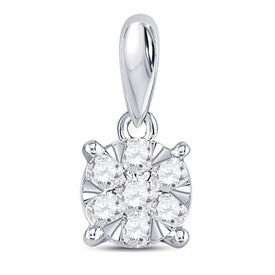 14kt White Gold Radiant Diamond Blossom Pendant - 1/5 Cttw  Top View from Splendid Jewellery