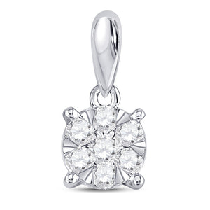 14kt White Gold Radiant Diamond Blossom Pendant - 1/5 Cttw - Splendid Jewellery