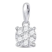 Load image into Gallery viewer, 14kt White Gold Radiant Diamond Blossom Pendant - 1/5 Cttw - Splendid Jewellery