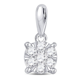 14kt White Gold Radiant Diamond Blossom Pendant - 1/5 Cttw - Splendid Jewellery