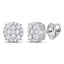 Load image into Gallery viewer, 14kt White Gold Radiant Diamond Cluster Earrings - A Dazzling Masterpiece - Splendid Jewellery