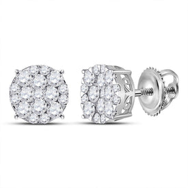 14kt White Gold Radiant Diamond Cluster Earrings - A Dazzling Masterpiece - Splendid Jewellery