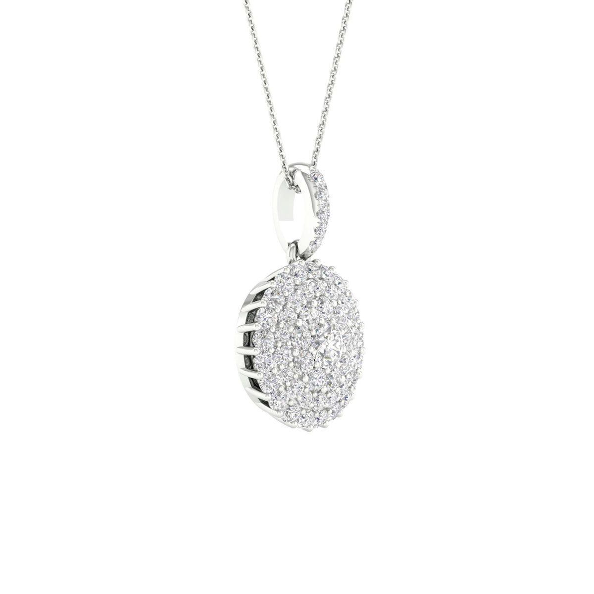 14kt White Gold Radiant Diamond Cluster Pendant - 1/2 Carat of Brilliance - Splendid Jewellery