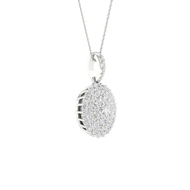 14kt White Gold Radiant Diamond Cluster Pendant - 1/2 Carat of Brilliance - Side View