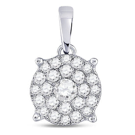 14kt White Gold Radiant Diamond Cluster Pendant - Splendid Jewellery