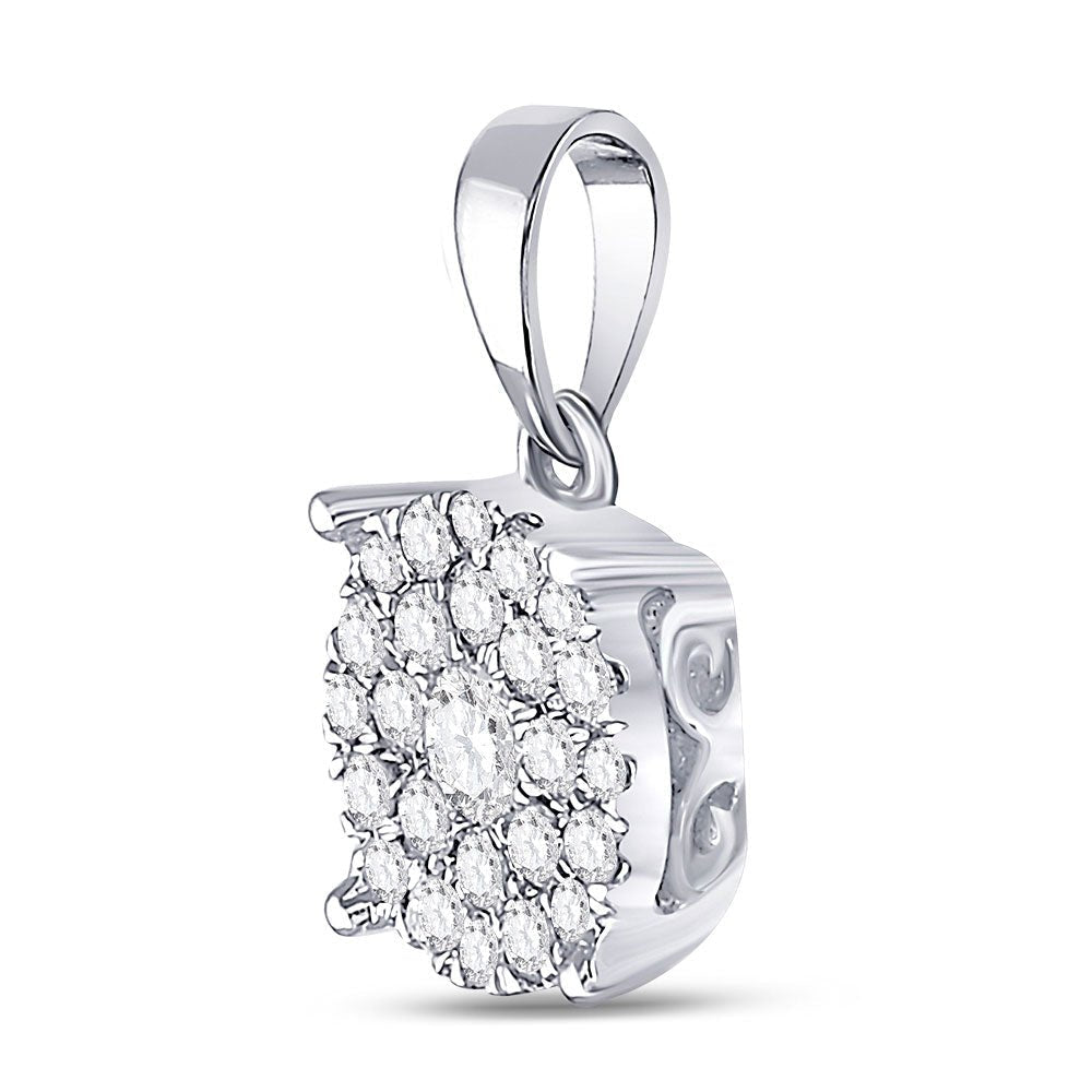 14kt White Gold Radiant Diamond Cluster Pendant - Splendid Jewellery