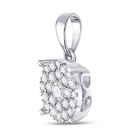 14kt White Gold Radiant Diamond Cluster Pendant - Splendid Jewellery