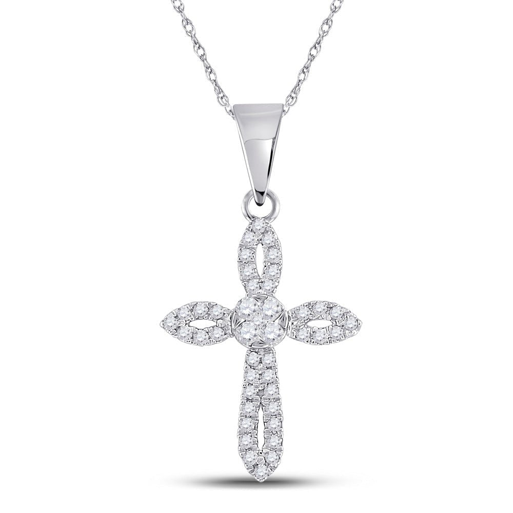 14kt White Gold Radiant Diamond Cross Pendant - A Symbol of Elegance and Devotion - Splendid Jewellery