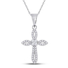 14kt White Gold Radiant Diamond Cross Pendant - A Symbol of Elegance and Devotion - Splendid Jewellery
