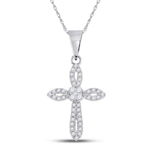 Load image into Gallery viewer, 14kt White Gold Radiant Diamond Cross Pendant - A Symbol of Elegance and Devotion - Splendid Jewellery