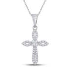 14kt White Gold Radiant Diamond Cross Pendant - A Symbol of Elegance and Devotion - Splendid Jewellery