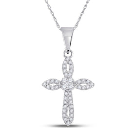 14kt White Gold Radiant Diamond Cross Pendant - A Symbol of Elegance and Devotion - Splendid Jewellery