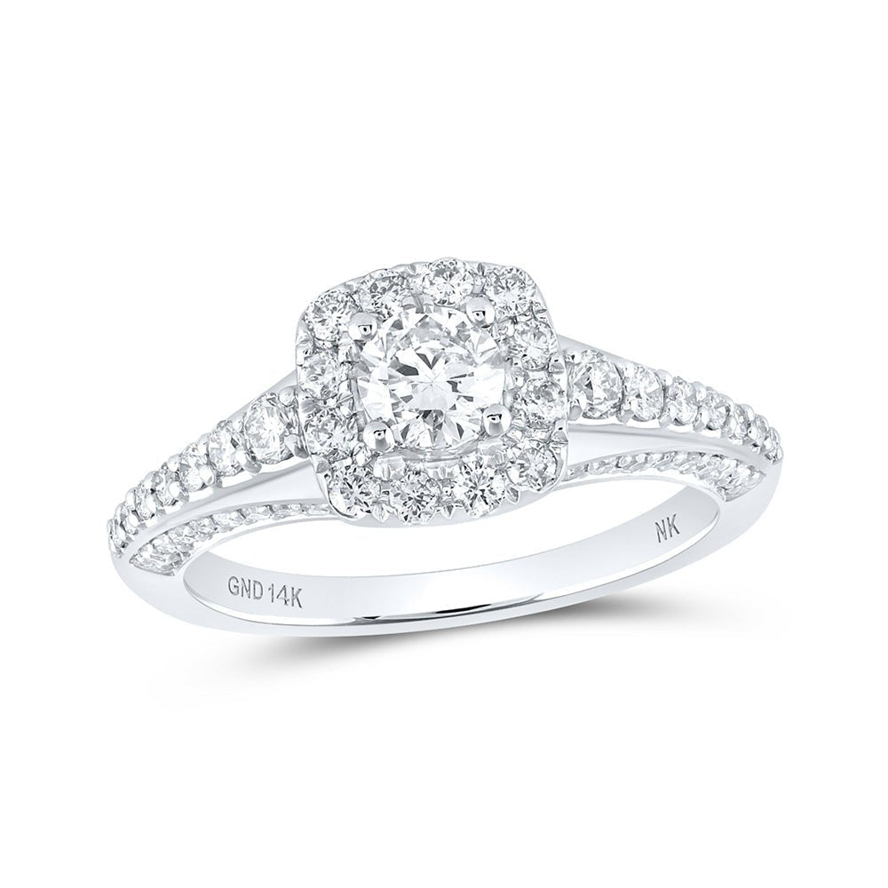 14kt White Gold Radiant Love Diamond Halo Bridal Wedding Engagement Ring 1 Cttw - Splendid Jewellery