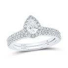 14kt White Gold Radiant Love Diamond Halo Bridal Wedding Ring Band Set 1 Cttw - Splendid Jewellery