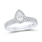 14kt White Gold Radiant Love Diamond Halo Bridal Wedding Ring Band Set 1 Cttw - Splendid Jewellery