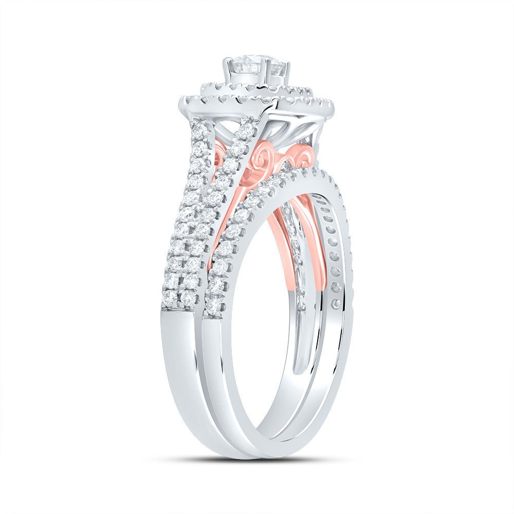 14kt White Gold Radiant Sparkle Bridal Wedding Ring Band Set - Splendid Jewellery