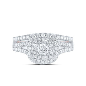 14kt White Gold Radiant Sparkle Bridal Wedding Ring Band Set - Splendid Jewellery