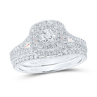 14kt White Gold Radiant Sparkle Bridal Wedding Ring Band Set - Splendid Jewellery