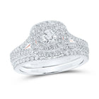 14kt White Gold Radiant Sparkle Bridal Wedding Ring Band Set - Splendid Jewellery