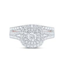 Load image into Gallery viewer, 14kt White Gold Radiant Sparkle Bridal Wedding Ring Band Set - Front View