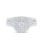 14kt White Gold Radiant Sparkle Bridal Wedding Ring Band Set - Front View