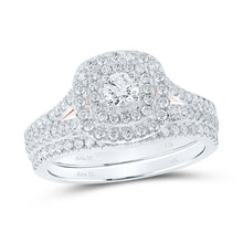 Load image into Gallery viewer, 14kt White Gold Radiant Sparkle Bridal Wedding Ring Band Set - Top View