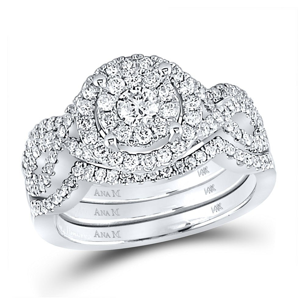 14kt White Gold Radiant Sparkle Bridal Wedding Ring Band Set - Splendid Jewellery