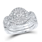 14kt White Gold Radiant Sparkle Bridal Wedding Ring Band Set - Splendid Jewellery