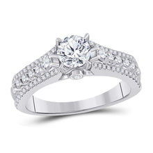 Load image into Gallery viewer, 14kt White Gold Round Diamond Solitaire Bridal Wedding Engagement Ring 1-1/3 Cttw - Top View