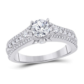 14kt White Gold Round Diamond Solitaire Bridal Wedding Engagement Ring 1-1/3 Cttw - Top View