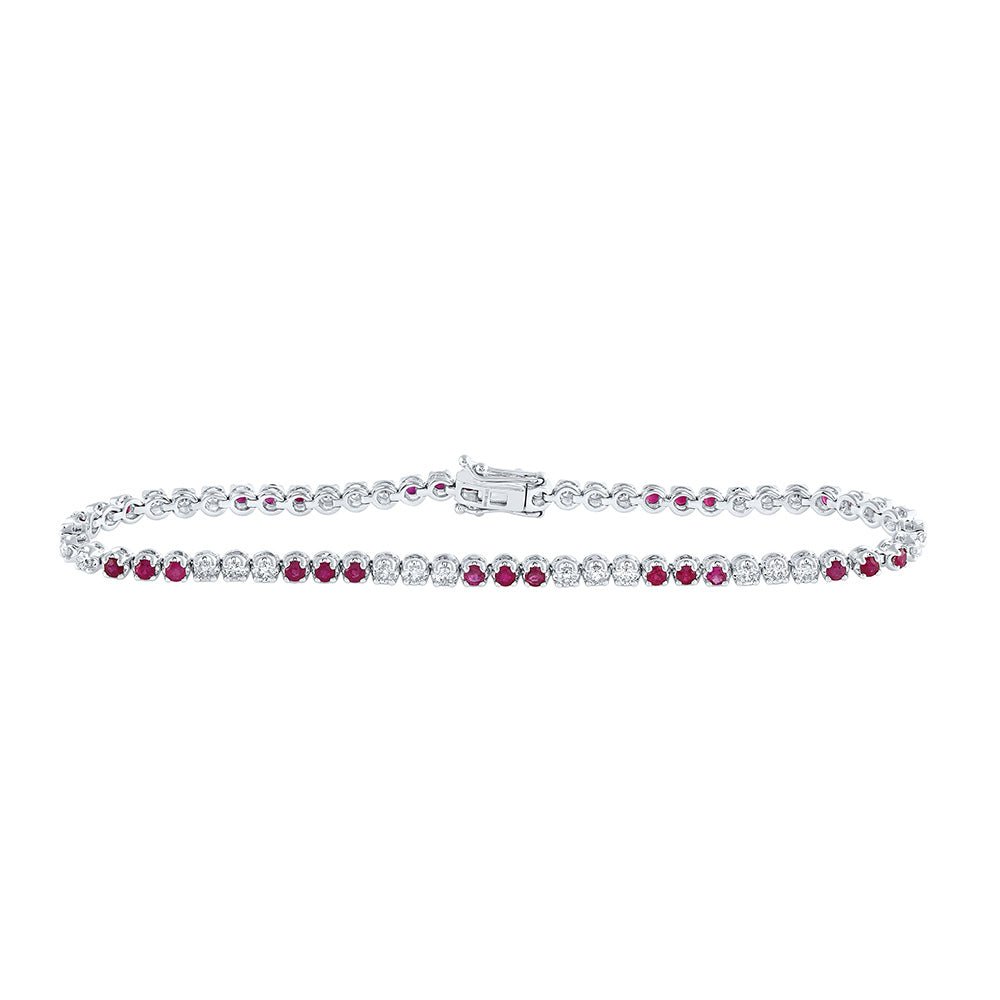 14kt White Gold Ruby and Diamond Tennis Bracelet - 2.5 Carat Total Weight - Splendid Jewellery