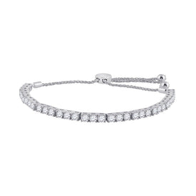 14kt White Gold Sparkling Diamond Bolo Bracelet - Exquisite Elegance - Splendid Jewellery