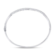 Load image into Gallery viewer, 14kt White Gold Sparkling Diamond Bypass Bangle Bracelet - 1 Carat Total Weight - Splendid Jewellery