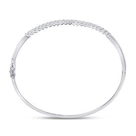 14kt White Gold Sparkling Diamond Bypass Bangle Bracelet - 1 Carat Total Weight - Splendid Jewellery