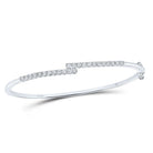 14kt White Gold Sparkling Diamond Bypass Bangle Bracelet - 1 Carat Total Weight - Splendid Jewellery