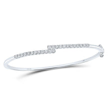 Load image into Gallery viewer, 14kt White Gold Sparkling Diamond Bypass Bangle Bracelet - 1 Carat Total Weight - Splendid Jewellery
