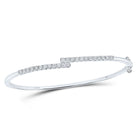 14kt White Gold Sparkling Diamond Bypass Bangle Bracelet - 1 Carat Total Weight - Splendid Jewellery