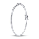 14kt White Gold Sparkling Diamond Bypass Bangle Bracelet - 1 Carat Total Weight - Splendid Jewellery