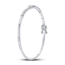 Load image into Gallery viewer, 14kt White Gold Sparkling Diamond Bypass Bangle Bracelet - 1 Carat Total Weight - Splendid Jewellery