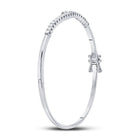 14kt White Gold Sparkling Diamond Bypass Bangle Bracelet - 1 Carat Total Weight - Splendid Jewellery