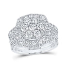 14kt White Gold Sparkling Diamond Cluster Bridal Wedding Ring Band Set 3 Cttw | Splendid Jewellery - Splendid Jewellery