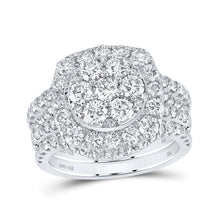 Load image into Gallery viewer, 14kt White Gold Sparkling Diamond Cluster Bridal Wedding Ring Band Set 3 Cttw | Splendid Jewellery - Splendid Jewellery