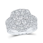 14kt White Gold Sparkling Diamond Cluster Bridal Wedding Ring Band Set 3 Cttw | Splendid Jewellery - Splendid Jewellery