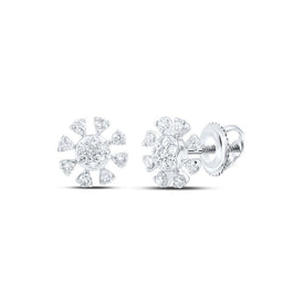 14kt White Gold Sparkling Diamond Cluster Earrings - Splendid Jewellery