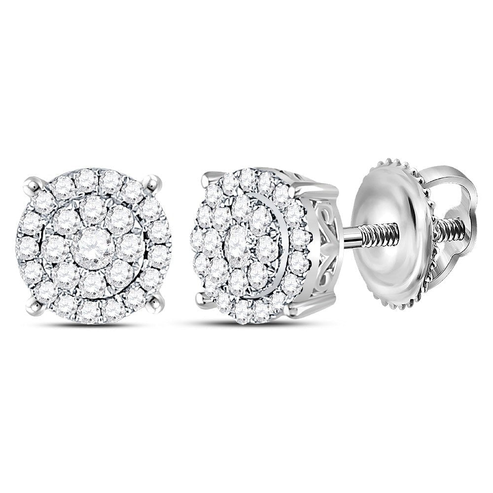 14kt White Gold Sparkling Diamond Cluster Earrings - Splendid Jewellery