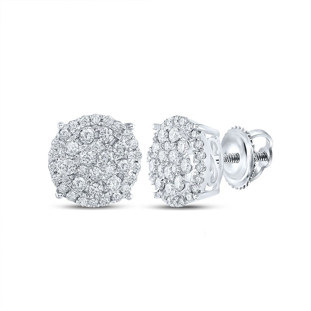 14kt White Gold Sparkling Diamond Cluster Earrings - Splendid Jewellery