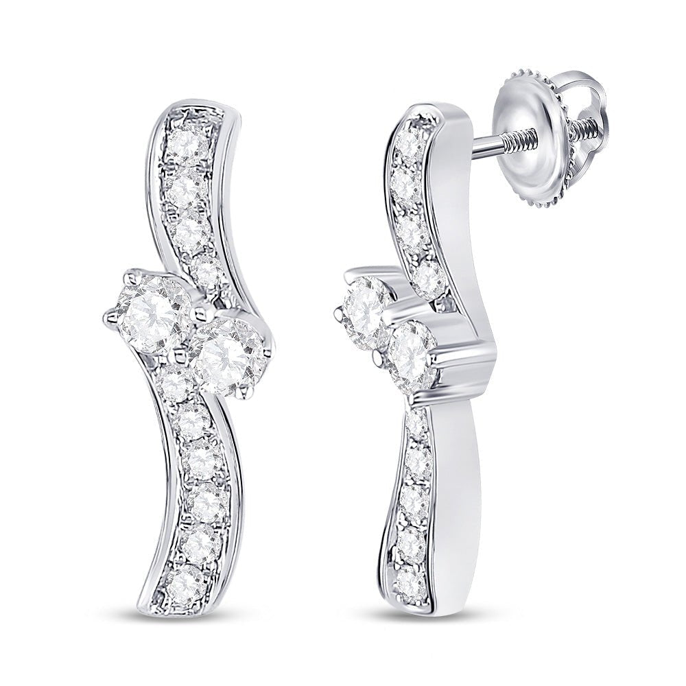 14kt White Gold Sparkling Diamond Duo Earrings - Splendid Jewellery