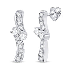 Load image into Gallery viewer, 14kt White Gold Sparkling Diamond Duo Earrings - Splendid Jewellery