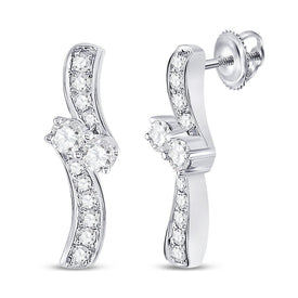 14kt White Gold Sparkling Diamond Duo Earrings - Splendid Jewellery