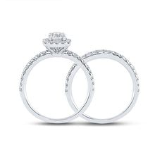 Load image into Gallery viewer, 14kt White Gold Sparkling Diamond Halo Bridal Wedding Ring Band Set - Splendid Jewellery